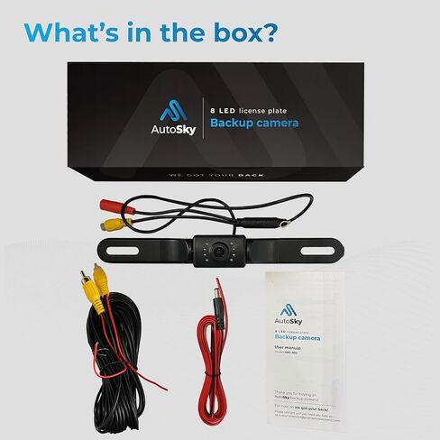 احدث كاميرا خلفية اوتوسكي HD للرؤية الخلفية 8 LED لوحة ترخيص كاميرا عالمية للمركبات - شاحنة بيك اب وسيارات الدفع الرباعي - زاوية مثالية للرؤية الليلية IP69 مقاومة للماء in Kuwait