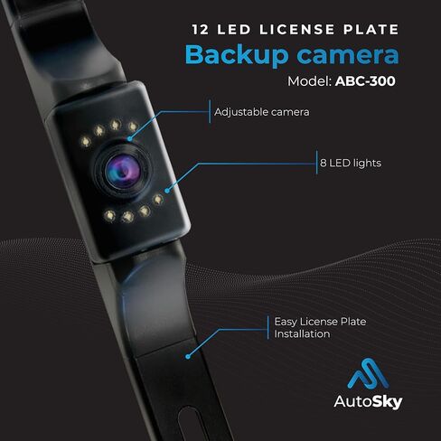 احدث كاميرا خلفية اوتوسكي HD للرؤية الخلفية 8 LED لوحة ترخيص كاميرا عالمية للمركبات - شاحنة بيك اب وسيارات الدفع الرباعي - زاوية مثالية للرؤية الليلية IP69 مقاومة للماء in Kuwait