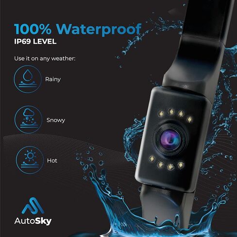 احدث كاميرا خلفية اوتوسكي HD للرؤية الخلفية 8 LED لوحة ترخيص كاميرا عالمية للمركبات - شاحنة بيك اب وسيارات الدفع الرباعي - زاوية مثالية للرؤية الليلية IP69 مقاومة للماء in Kuwait