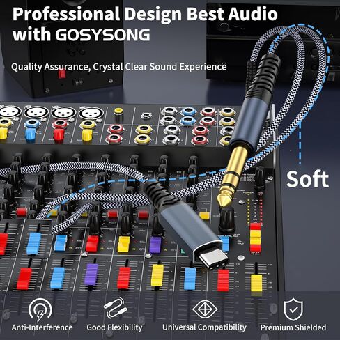 كابل صوت GOSYSONG USB C إلى 1/4 بوصة بطول 10 أقدام، كابل صوت من النوع C إلى 1/4، Realtek ALC5686 32 بت 384 كيلو هرتز DAC، كابل صوت ستيريو USB C إلى 1/4 للهواتف الذكية والكمبيوتر اللوحي والكمبيوتر المحمول ومكبر الصوت ومكبر الصوت in Kuwait
