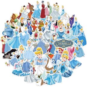 50PCS Cinderella Stickers Princess Stickers Vinyl Waterproof Stickers for Laptop,Bumper,Skateboard,Water Bottles,Computer,Phone, for Kids,Teens,Adult in Kuwait