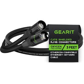 GEARit Shielded CAT6 Ethercon Cable (100 Feet) Professional Audio & Lighting RJ45 EtherCON-Compatible Cable for Studio, Stage, Concerts - 100ft Black in Saudi Arabia
