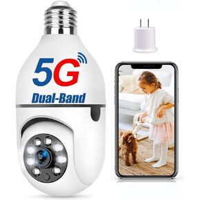 كاميرا لمبة كهربائية من kaltagled، عبوتان من المصابيح الكهربائية اللاسلكية 2.4 جيجا و5 جيجا، كاميرا خارجية وداخلية للمراقبة المنزلية، كاميرا أمان بمقبس إضاءة واي فاي 360 درجة مع إنذار كشف الحركة ورؤية ليلية in Kuwait