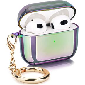 VISOOM for Apple Airpods 3 Cases - Hard AirPods 3rd Generation Case Cover Women, Lasher PC Protective Airpods Case 3rd Gen with Keychain for iPods 3rd Wireless Charging Case, Colorful iPods 3 Cover