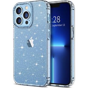 Hython Case for iPhone 13 Pro Max Case Glitter, Cute Sparkly Clear Glitter Shiny Bling Sparkle Cover, Anti-Scratch Hard PC Slim Fit Shockproof Protective Phone Cases for Women Girls, Black Glitter