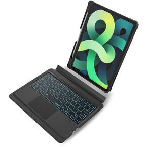 Kibbol iPad Pro 11 inch Case with Keyboard (4th Gen-2022), Easy-Pairing, Multi-Touch Trackpad, 7-Color Backlit, Vertical Stand, Detachable Keyboard Cover for iPad Air 4th & 5th Gen, Black in Saudi Arabia