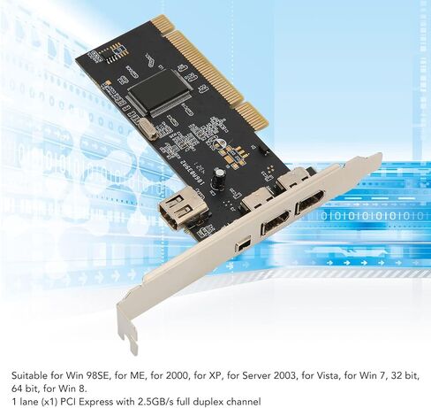 بطاقة Acogedor 1394 Firewire، بطاقة توسيع PCI 3 منافذ، مع 1 لين PCI Express مع قناة مزدوجة كاملة 2.5 جيجابايت/ثانية، لأجهزة الكمبيوتر المكتبية وتطبيق اتصال DV in Saudi Arabia