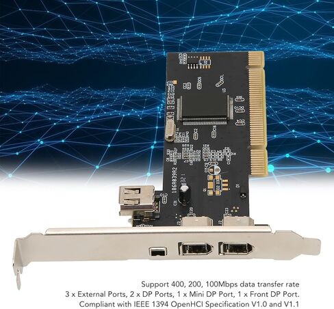 بطاقة Acogedor 1394 Firewire، بطاقة توسيع PCI 3 منافذ، مع 1 لين PCI Express مع قناة مزدوجة كاملة 2.5 جيجابايت/ثانية، لأجهزة الكمبيوتر المكتبية وتطبيق اتصال DV in Saudi Arabia