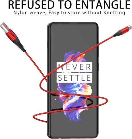 كيبل شحن للوحة القيادة متوافق مع ون بلس 8T/8 برو/9/9 برو/7T 7 6T 6 5T نورد N10 5G N100 N200، سلك شحن ملفوف 6 امبير 30 واط، شحن لموبايل اوبو رينو 4 ريلمي X2 X3 برو، USB نوع C سريع 1.8 متر + 1.8 in Kuwait