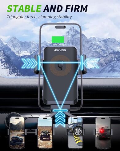 شاحن سيارة لاسلكي من جويفيفا، حامل سيارة سريع الشحن التلقائي، لوحة تحكم تهوية حامل هاتف للسيارة لجهاز جالاكسي S22/S22+/S22 Ultra/Note21/S21/iPhone 14/13 Series/12/11/X (مع محول QC3.0) in Kuwait