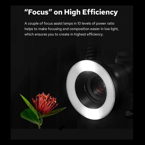 Godox MF-R76 76Ws 5000K Macro Ring Flash Speedlight with 8 Adapter Ring for Indoor Outdoor Macro Photography, Compatible with Canon Nikon Sony Pentax Fujifilm Olympus Panasonic Cameras in Saudi Arabia