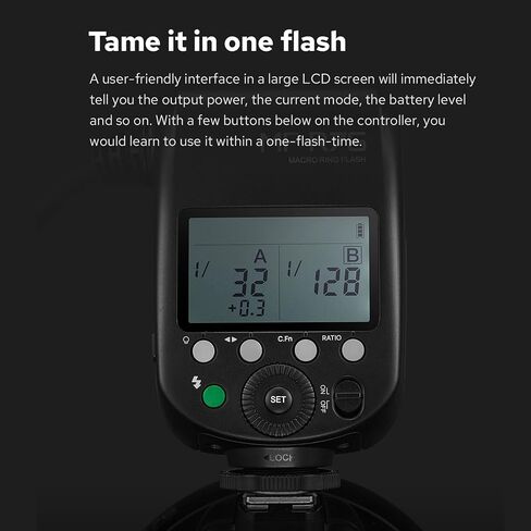 Godox MF-R76 76Ws 5000K Macro Ring Flash Speedlight with 8 Adapter Ring for Indoor Outdoor Macro Photography, Compatible with Canon Nikon Sony Pentax Fujifilm Olympus Panasonic Cameras in Saudi Arabia
