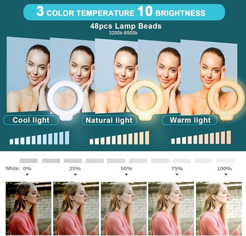 مجموعة إضاءة مؤتمرات الفيديو للكمبيوتر المحمول، ضوء حلقة Lusweimi مع مشبك وحامل كمبيوتر محمول، إضاءة فيديو للكمبيوتر/العمل عن بعد/اجتماع التكبير، ضوء حلقة سيلفي مع حامل ثلاثي القوائم صغير وحامل هاتف in Kuwait