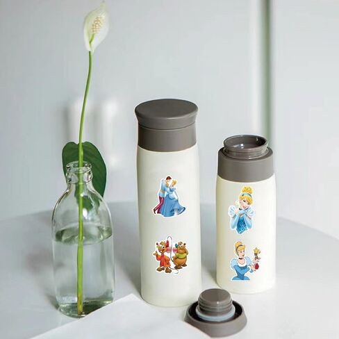 50PCS Cinderella Stickers Princess Stickers Vinyl Waterproof Stickers for Laptop,Bumper,Skateboard,Water Bottles,Computer,Phone, for Kids,Teens,Adult in Kuwait