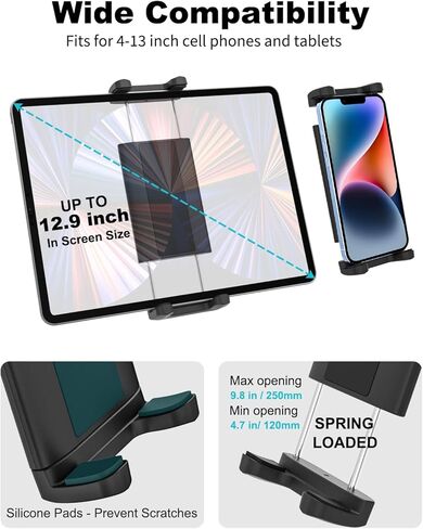 اوزكو حامل تابلت شديد التحمل للشاحنة، حامل تابلت للسيارة بقاعدة مثقاب مع ذراع معدني قابل للتعديل، حامل لوحة عدادات سيارة ار في بيك اب لايباد برو اير ميني، جالكسي تاب، زد فولد، ايفون، جهاز 4-12.9 انش in Kuwait