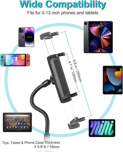 اوزكو حامل تابلت لركوب الدراجات في الاماكن المغلقة، حامل تابلت للدراجة الدوارة لجهاز المشي الثابت بيضاوي الشكل، مشبك مقود لجهاز ايباد برو 12.9 11 ميني اير 5 4، جالكسي تابز، ايفون، تابلت 4-13 انش in Kuwait