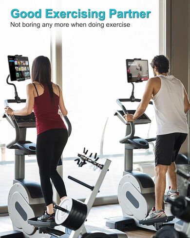 اوزكو حامل تابلت لركوب الدراجات في الاماكن المغلقة، حامل تابلت للدراجة الدوارة لجهاز المشي الثابت بيضاوي الشكل، مشبك مقود لجهاز ايباد برو 12.9 11 ميني اير 5 4، جالكسي تابز، ايفون، تابلت 4-13 انش in Kuwait