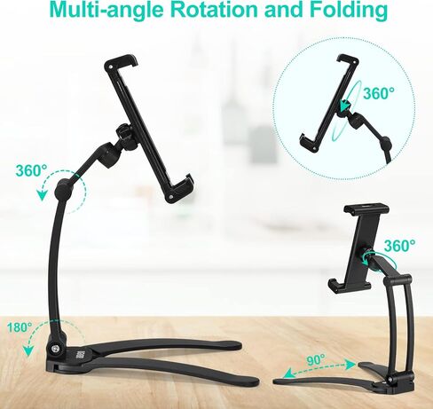 حامل تابلت دوار 360 درجة يثبت على الحائط من بيبين، حامل تابلت يوضع اسفل الخزانة، حامل تابلت للمطبخ لايباد برو 11، ايباد ميني 5، ايباد اير 4، اجهزة اخرى مقاس 5-12 انش، اسود in Kuwait