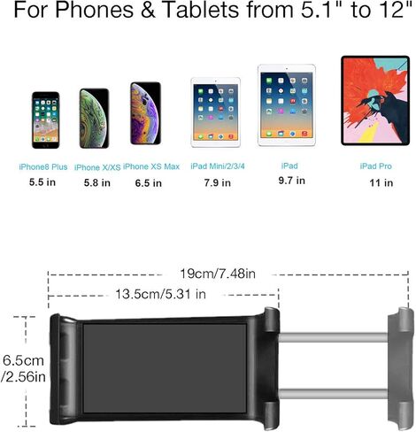 حامل تابلت دوار 360 درجة يثبت على الحائط من بيبين، حامل تابلت يوضع اسفل الخزانة، حامل تابلت للمطبخ لايباد برو 11، ايباد ميني 5، ايباد اير 4، اجهزة اخرى مقاس 5-12 انش، اسود in Kuwait