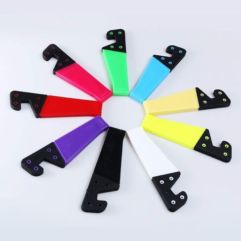 حامل الهاتف المحمول من هوم إدج، مجموعة من 9 قطع قابل للطي حجم الجيب العالمي من البلاستيك على شكل حرف V، حامل حامل قابل للطي عمودي وعلى الأرض للأجهزة اللوحية والهواتف الذكية - 9 ألوان in Kuwait