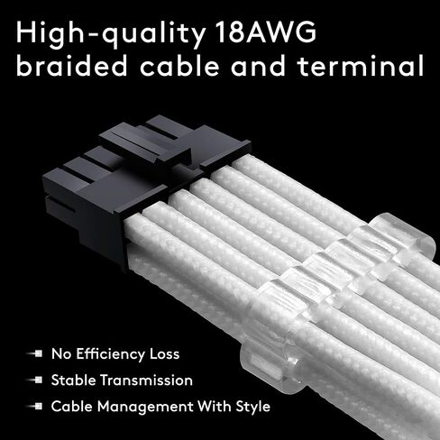 EZDIY-FAB RTX 3000 12 Pin to Dual 8 Pin PCIe Sleeved Extension Cable, Black | 30cm Extension Cable, 18AWG Wire, Cable Combs Included, Flexible PET Sleeve, Clean Cable Routing, Custom PC Builds in Kuwait