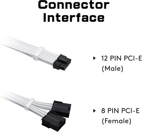 EZDIY-FAB RTX 3000 12 Pin to Dual 8 Pin PCIe Sleeved Extension Cable, Black | 30cm Extension Cable, 18AWG Wire, Cable Combs Included, Flexible PET Sleeve, Clean Cable Routing, Custom PC Builds in Kuwait