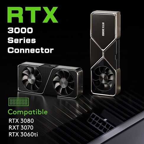 EZDIY-FAB RTX 3000 12 Pin to Dual 8 Pin PCIe Sleeved Extension Cable, Black | 30cm Extension Cable, 18AWG Wire, Cable Combs Included, Flexible PET Sleeve, Clean Cable Routing, Custom PC Builds in Kuwait
