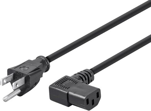 سلك طاقة للزاوية اليمنى من مونوبرايس - NEMA 5-15P إلى الزاوية اليمنى IEC 60320 C13، 13 أمبير، 1625 واط، 125 فولت، 16AWG، 2 قدم، أسود in Kuwait