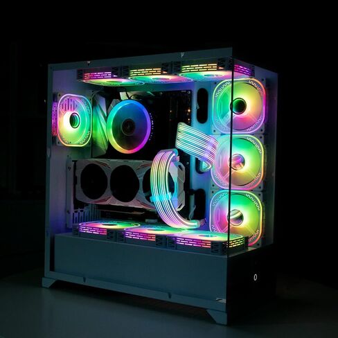 Sirlyr 24 Pin RGB PSU Cables,ARGB PC Cable for Motherboard Power Supply Extension - 5V 3Pin Addressable Four Sides Lighting RGB Strips Decor Computer Case White in Kuwait