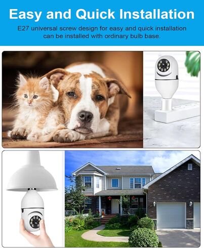 كاميرا لمبة كهربائية من kaltagled، عبوتان من المصابيح الكهربائية اللاسلكية 2.4 جيجا و5 جيجا، كاميرا خارجية وداخلية للمراقبة المنزلية، كاميرا أمان بمقبس إضاءة واي فاي 360 درجة مع إنذار كشف الحركة ورؤية ليلية in Kuwait
