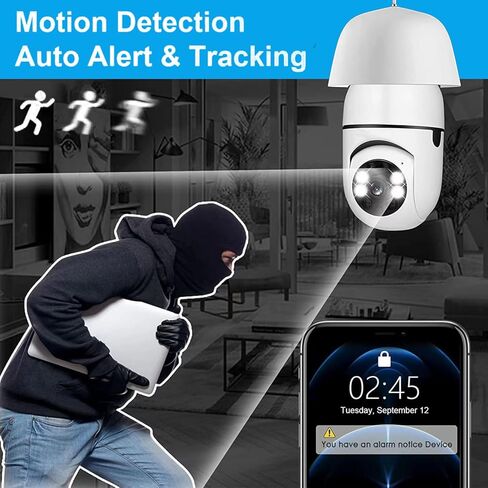 كاميرا لمبة كهربائية من kaltagled، عبوتان من المصابيح الكهربائية اللاسلكية 2.4 جيجا و5 جيجا، كاميرا خارجية وداخلية للمراقبة المنزلية، كاميرا أمان بمقبس إضاءة واي فاي 360 درجة مع إنذار كشف الحركة ورؤية ليلية in Kuwait