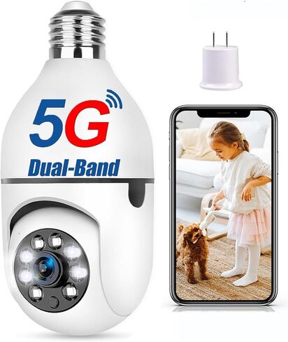 كاميرا لمبة كهربائية من kaltagled، عبوتان من المصابيح الكهربائية اللاسلكية 2.4 جيجا و5 جيجا، كاميرا خارجية وداخلية للمراقبة المنزلية، كاميرا أمان بمقبس إضاءة واي فاي 360 درجة مع إنذار كشف الحركة ورؤية ليلية in Kuwait