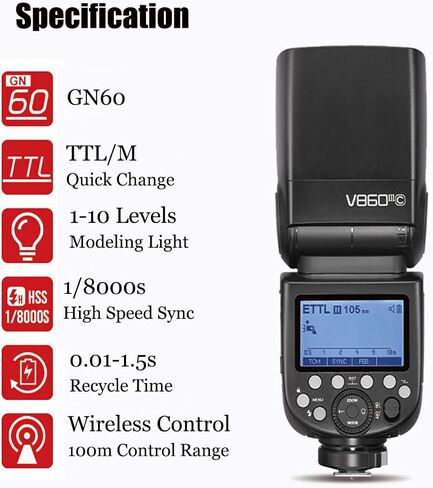 GODOX TT520III Camera Flash,433MHZ GN33 Manual Flash Built-in Wireless Receiver,RT Transmitter,S1/S2 Mode Speedlight for Canon Nikon Sony Olympus Pentax Fuji DSLR Cameras,Single-Contact Hotshoe in Saudi Arabia