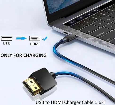USB to HDMI Charger Cable Cord 3.3FT/1M, USB Male to HDMI Male Charging Cable Connector for HDTV/ PlayStation3/ DVD Player/Monitors/Projector in Kuwait