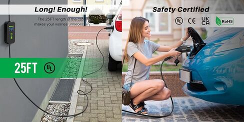 شاحن EV من المستوى 2 40 أمبير مع قابس NEMA 14-50، 9.6 كيلو وات، شاحن EV محمول IP67 مع كابل محطات شحن فائق EV بطول 25 قدمًا، شاحن EV داخلي/خارجي من المستوى 2 مصنوع من أجل Tesla J1772 Model 3 in Kuwait