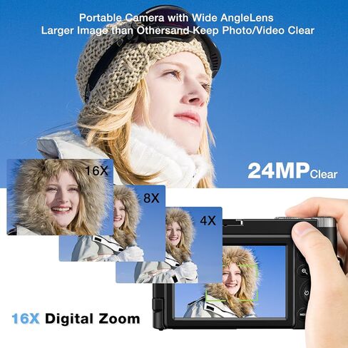 أحدث كاميرا رقمية مع عدسة واسعة الزاوية، كاميرا تسجيل فيديو للتصوير الفوتوغرافي والفيديو، كاميرا رقمية 3.0 بوصة مع شاشة قلاب 180 درجة، تكبير رقمي 16X، كاميرا فيديو FHD 1080P مع الحد الأقصى 24.0 ميجابكسل 30 إطارًا في الثانية in Kuwait