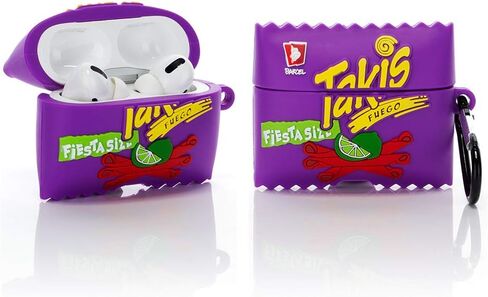 حافظة الشوكولاتة Suublg اللطيفة من السيليكون Airpods Pro مع سلسلة مفاتيح، وجبات خفيفة كرتونية ورقائق البطاطس ثلاثية الأبعاد بتصميم الحلوى Airpod Pro ملحقات غطاء حماية للشحن متوافق مع Airpods (السمك الذهبي) in Kuwait