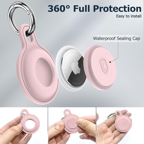 4 Pack Airtag Holder, IPX8 Waterproof Silicone Airtag Keychain for Apple Airtag, Protective Anti-Scratch Airtag Case for Dog Collar Cat Collar, Wallet, Keys in Kuwait