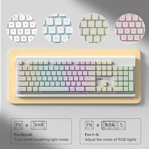 مجموعة ماوس لوحة المفاتيح اللاسلكية MageGee V650S، 2.4G كاملة الحجم بإضاءة خلفية RGB وصامتة للغاية ولوحة مفاتيح وماوس للألعاب مع لوحة أرقام لنظام التشغيل Windows وسطح المكتب والكمبيوتر المحمول والكمبيوتر الشخصي (أسود) in Kuwait