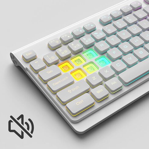 مجموعة ماوس لوحة المفاتيح اللاسلكية MageGee V650S، 2.4G كاملة الحجم بإضاءة خلفية RGB وصامتة للغاية ولوحة مفاتيح وماوس للألعاب مع لوحة أرقام لنظام التشغيل Windows وسطح المكتب والكمبيوتر المحمول والكمبيوتر الشخصي (أسود) in Kuwait