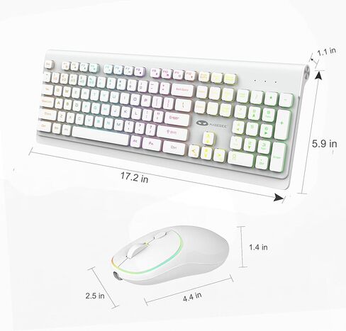 مجموعة ماوس لوحة المفاتيح اللاسلكية MageGee V650S، 2.4G كاملة الحجم بإضاءة خلفية RGB وصامتة للغاية ولوحة مفاتيح وماوس للألعاب مع لوحة أرقام لنظام التشغيل Windows وسطح المكتب والكمبيوتر المحمول والكمبيوتر الشخصي (أسود) in Kuwait