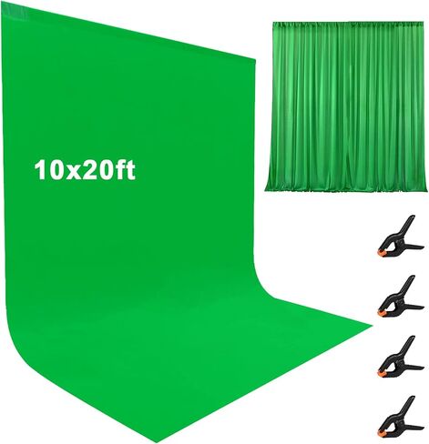 10X20ft Black Photo Backdrops for Photography, LCUIRC Two Rod Pocket Backdrops Curtain for Parties, Polyester Fabric Background with 4 Clamps for Product Protrait Photoshoot or Parties Decoration in Saudi Arabia
