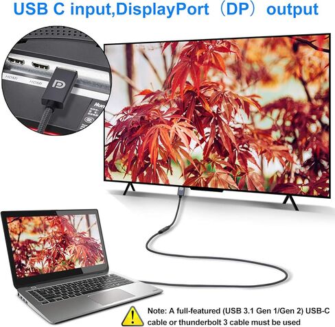 محول كابل USB C أنثى إلى DisplayPort ذكر، مدخل USB من النوع C 3.1 إلى محول DP Ouput، محول USBC Thunderbolt 3 بدقة 4K 60 هرتز لجهاز MacBook Pro الجديد، وMac Air، وChromebook Pixel والمزيد in Kuwait