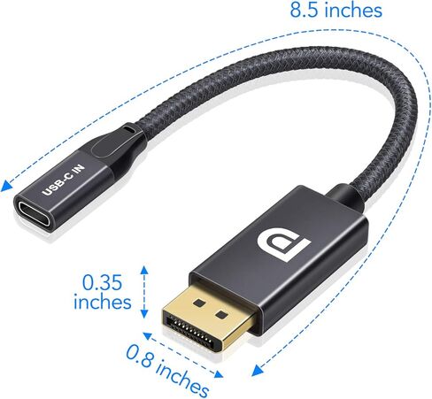 محول كابل USB C أنثى إلى DisplayPort ذكر، مدخل USB من النوع C 3.1 إلى محول DP Ouput، محول USBC Thunderbolt 3 بدقة 4K 60 هرتز لجهاز MacBook Pro الجديد، وMac Air، وChromebook Pixel والمزيد in Kuwait
