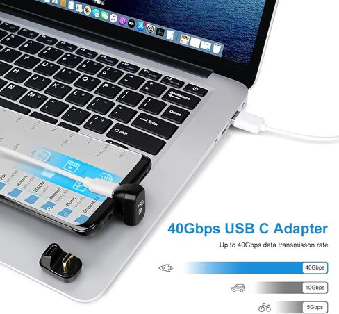 USB C 180 Degree Angled Adapter, U-Shaped USB-C 4.0 Male to Female Adapters, Type-C 40Gbps Angled Data Transfer Connector Compatible for Samsung, MacBook and More in Kuwait