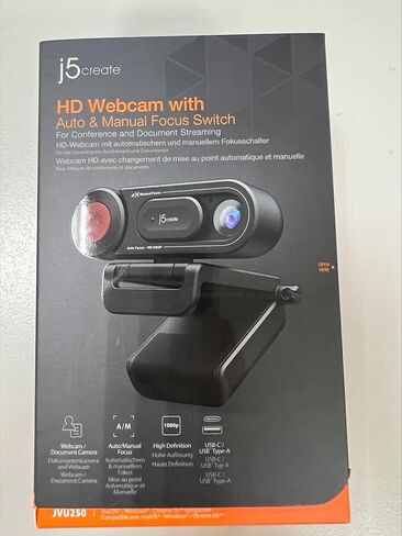 كاميرا ويب j5create 1080P ذات الوضع المزدوج وكاميرا المستندات مع التركيز التلقائي واليدوي، وغطاء خصوصية مغناطيسي للكمبيوتر الشخصي وأجهزة الكمبيوتر المحمولة | للبث المباشر ومكالمات الفيديو والاجتماعات عبر الإنترنت والفصول عبر الإنترنت (JVU250) in Saudi Arabia