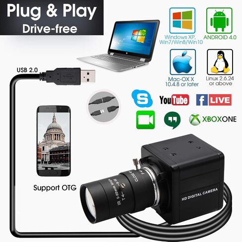 SVPRO 4K Webcam with Zoom Lens, HD Manual Focus 4K 30fps Close-up Camera with 2.8-12mm Varifocal Lens, 4X Optical Zoom External PC Camera for Windows, Linux, Android, Mac OS, Raspberry Pi in Kuwait