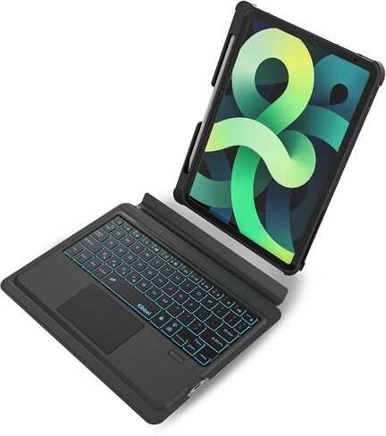 حافظة Kibbol iPad Pro مقاس 11 بوصة مع لوحة مفاتيح (الجيل الرابع-2022)، سهلة الاقتران، لوحة تتبع متعددة اللمس، إضاءة خلفية بـ 7 ألوان، حامل عمودي، غطاء لوحة مفاتيح قابل للفصل لجهاز iPad Air الجيل الرابع والخامس، أسود in Saudi Arabia