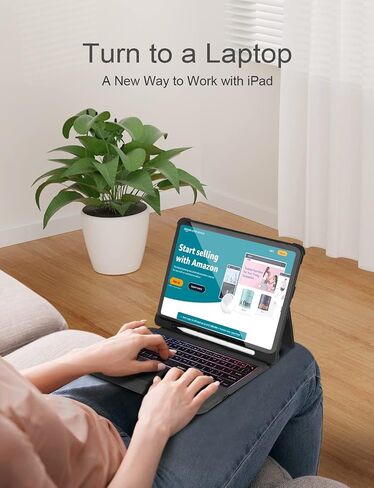 حافظة Kibbol iPad Pro مقاس 11 بوصة مع لوحة مفاتيح (الجيل الرابع-2022)، سهلة الاقتران، لوحة تتبع متعددة اللمس، إضاءة خلفية بـ 7 ألوان، حامل عمودي، غطاء لوحة مفاتيح قابل للفصل لجهاز iPad Air الجيل الرابع والخامس، أسود in Saudi Arabia