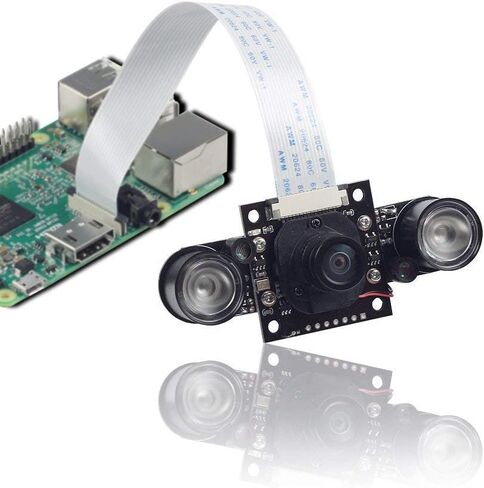 كاميرا Arducam ذات زاوية واسعة للرؤية النهارية والليلية لـ Raspberry Pi، تبديل تلقائي للأشعة تحت الحمراء مع مصابيح LED بالأشعة تحت الحمراء لـ Pi 4، 3 B/3 B+، Pi Zero & W ونماذج أخرى in Kuwait